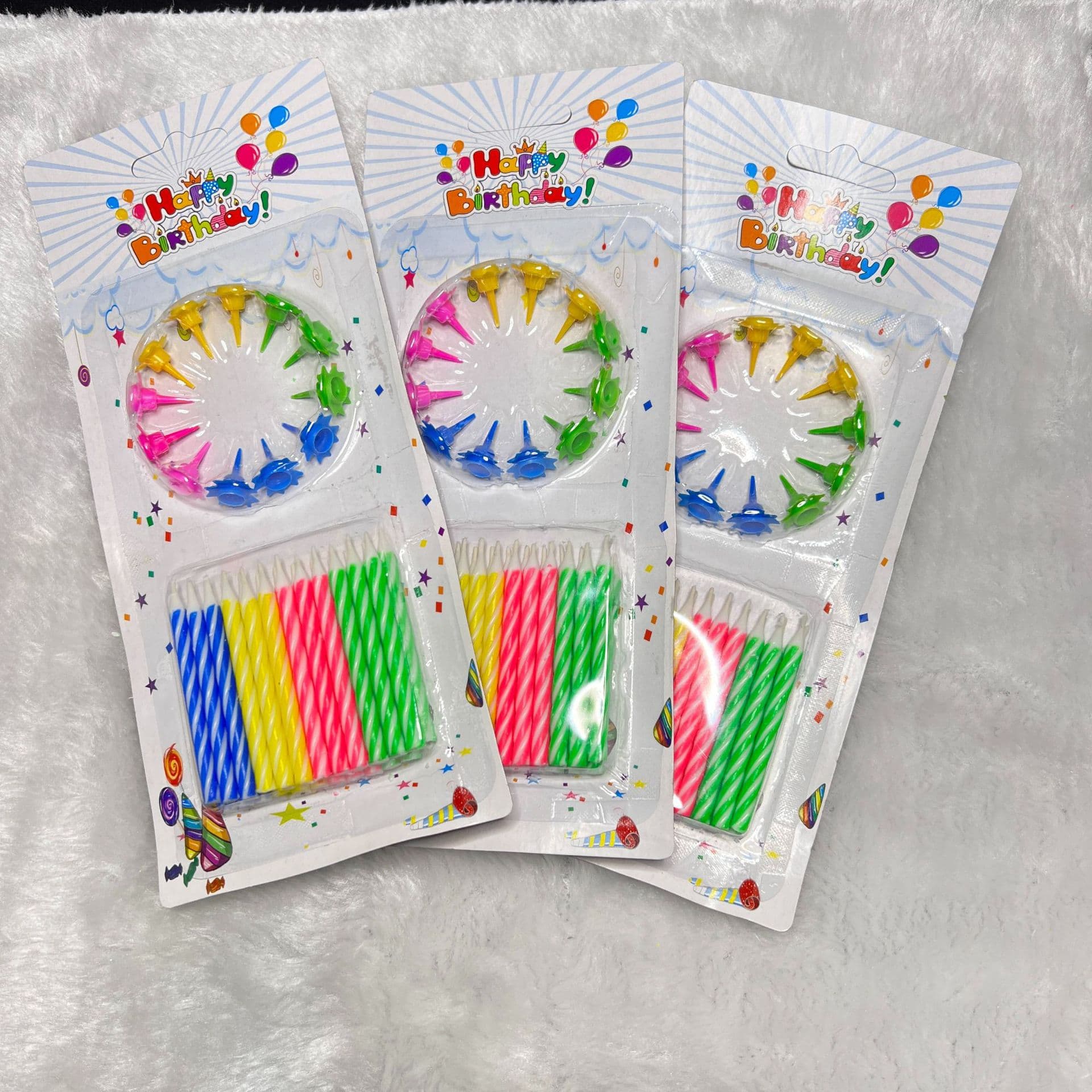 White Card 5.5 Decorative Flower Creative Birthday Cake Candles Wholesale, Colorful Spiral Candles for Birthday Parties, Christmas Packaging
