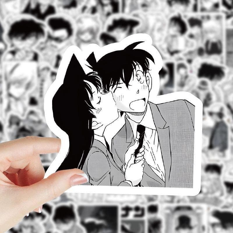 Conan 2D Black and White Comic Stickers Irregular Shape Decoration Notebook Luggage Material Stickers Waterproof