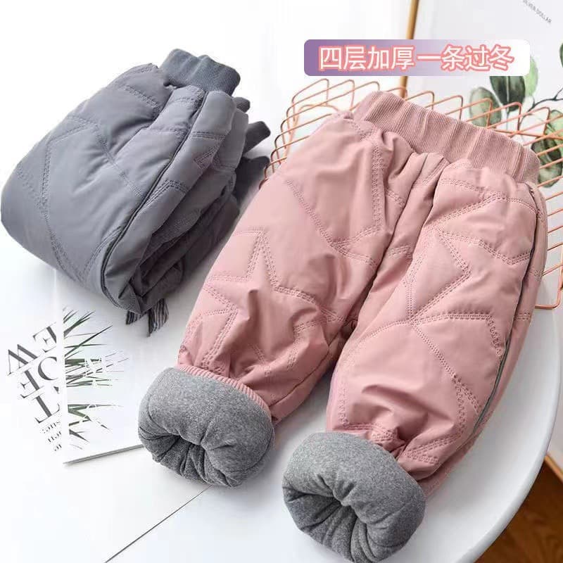 Wholesale children's cotton pants, extra warm and thick for toddlers and boys, one pair for winter, long pants with fleece lining and thick cotton padding.