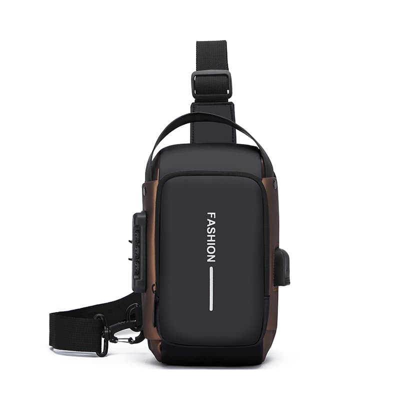 Men's Crossbody Chest Bag Sling Shoulder Bag Casual Sports Waist Pack Small Backpack Multi-functional Crossbody Bag with Combination Lock