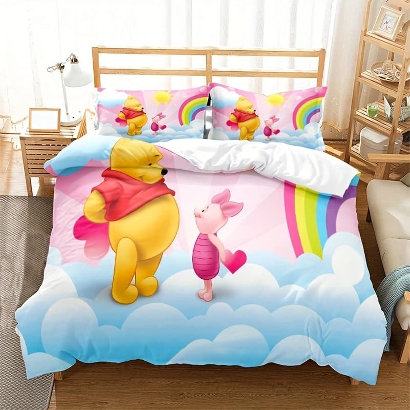 Winnie the Pooh series three-piece bed set Amazon cross-border 3D digital printing three-piece bed set