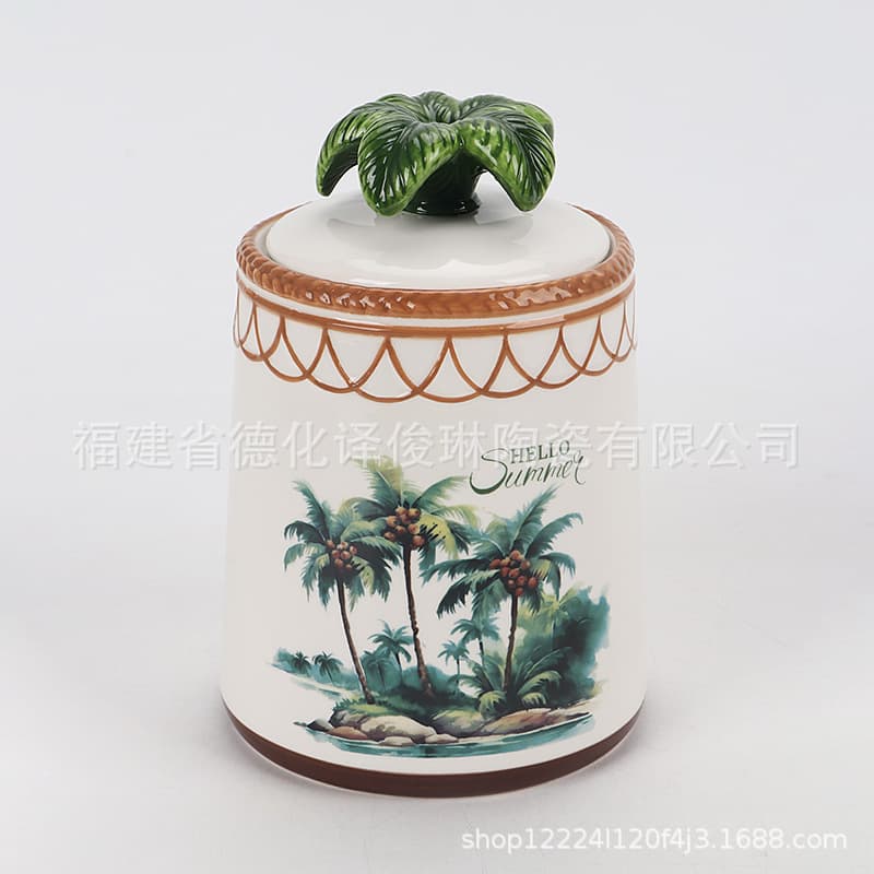 Ceramic Coconut Tree Series Irregular Hand-Painted Ceramic Dinner Plate Cup Kitchenware Household Daily Necessities Hotel Supplies