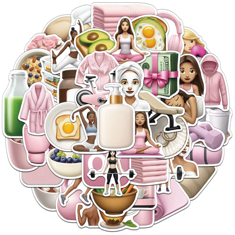 50pcs/set Creative GYM Girl Stickers for DIY Notebook Journal Decoration, Waterproof Sticker Material