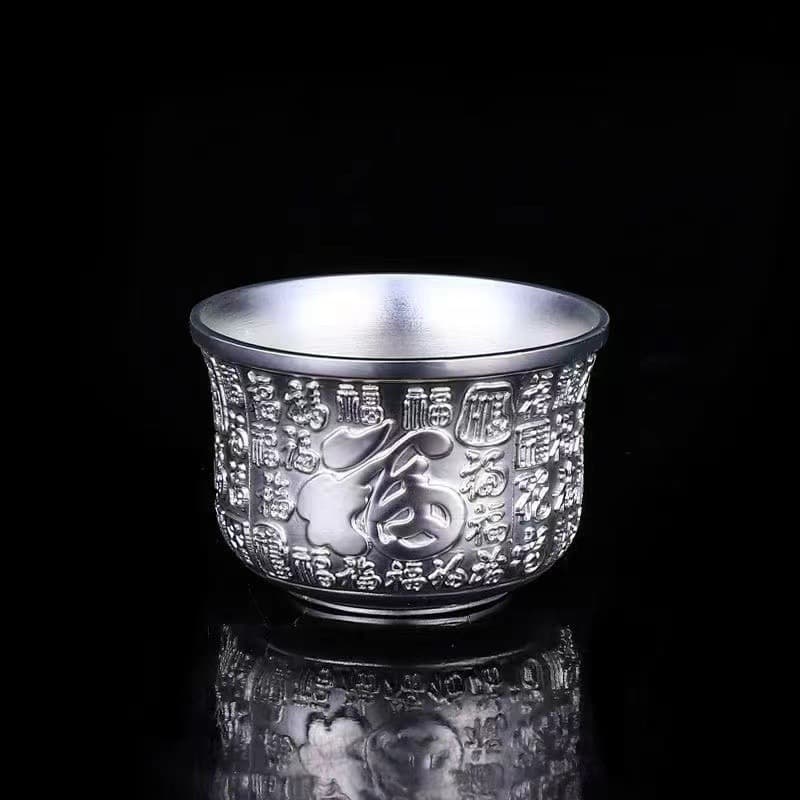 Baifu Golden Bowl Three-piece Set Five Blessings Pisces Bowls, Chopsticks, Spoons, Silver Cups, Yuanbao Fair Drainage Gifts, Factory Direct Sales