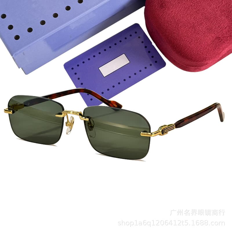 Luxury Designer Rimless Sunglasses Men Women Trendy Retro Small Square UV Protection Sun Glasses 1221S