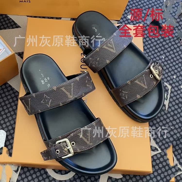 New 24 Style Middle Eastern Cambodian Beach Slippers, Unisex, Flat, Metal Buckle, Lettering, Donkey Slippers, Pure Source