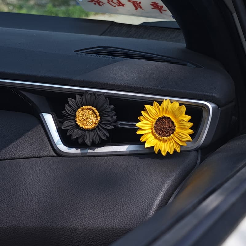 Sunflower car perfume diffuser stone aromatherapy car air conditioning outlet decoration flower fragrance ornaments high-end
