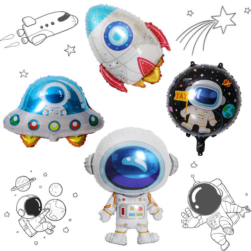 New Balloon Astronaut Sci-Fi Space Theme First Birthday Balloon Kids Birthday Party Decoration