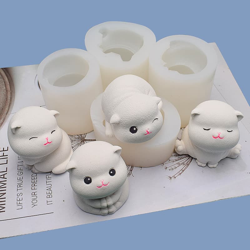 Cartoon Cat Fondant Silicone Mold, Cute Cat DIY Plaster Resin Car Decoration Mold
