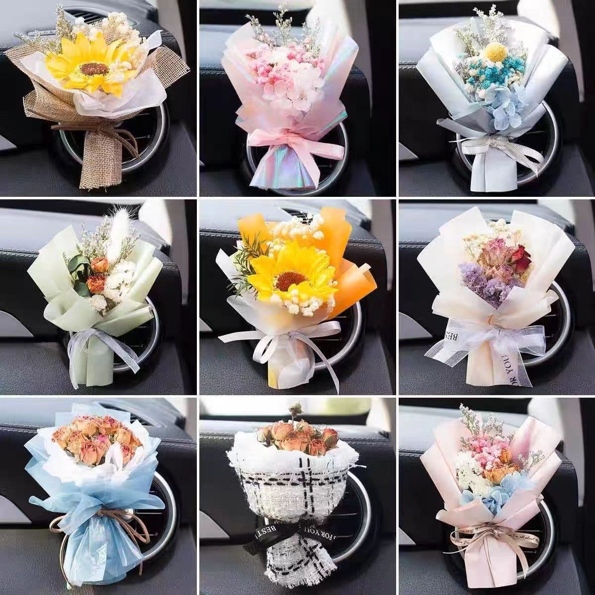 Car Air Freshener Air Conditioning Vent Decoration Creative Preserved Flower Dried Flower Bouquet Car Perfume Ornament In-car Fragrance Clip