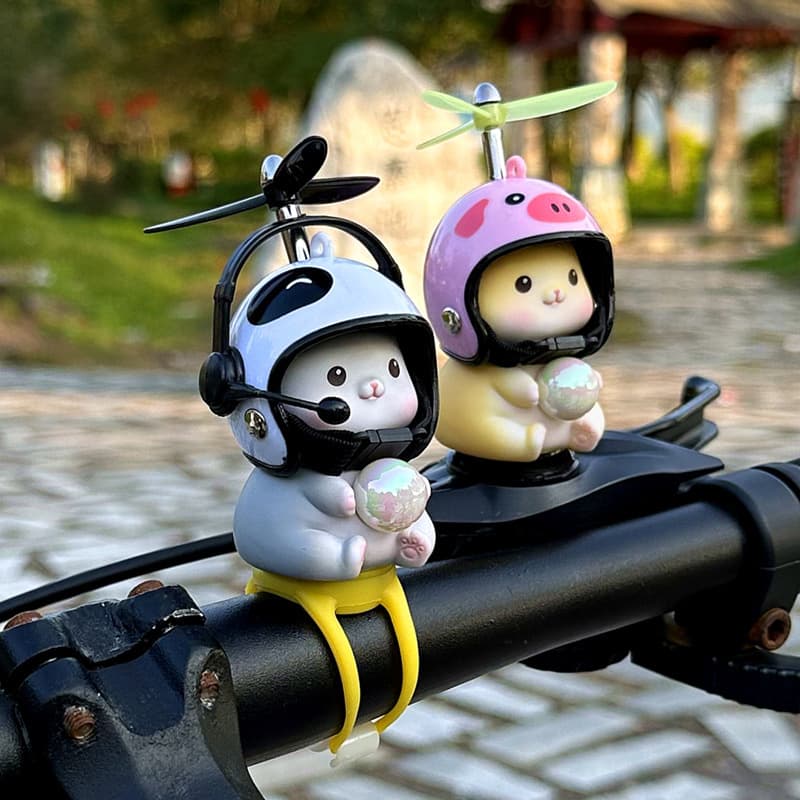 Cute Magic Cat Little Yellow Duck Rearview Mirror Car Ornament for Bicycle Electric Scooter Motorcycle Decoration
