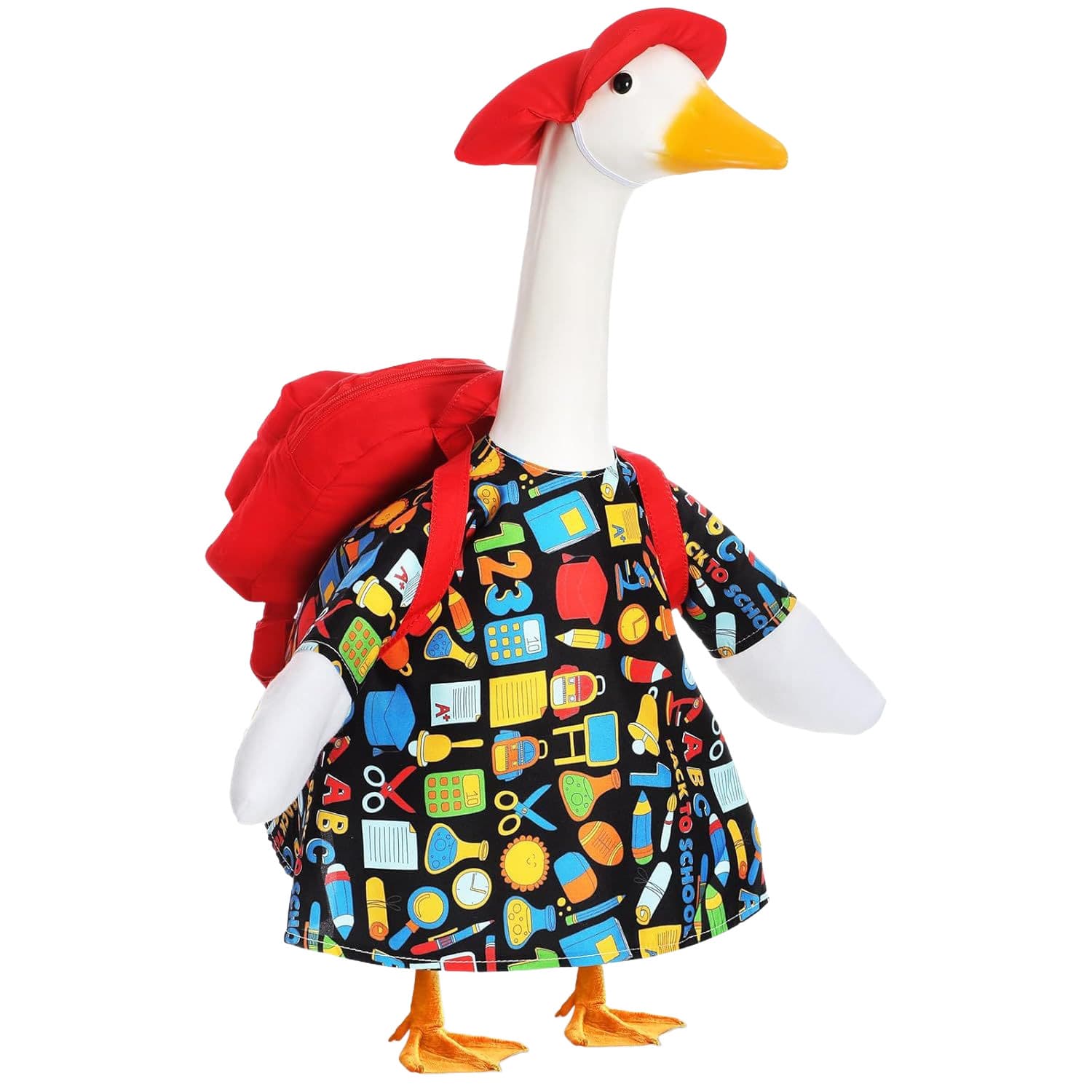 Back to School Porch Goose Set for 23 Inch Plastic Statue Lawn Porch Goose Outfits with Bag