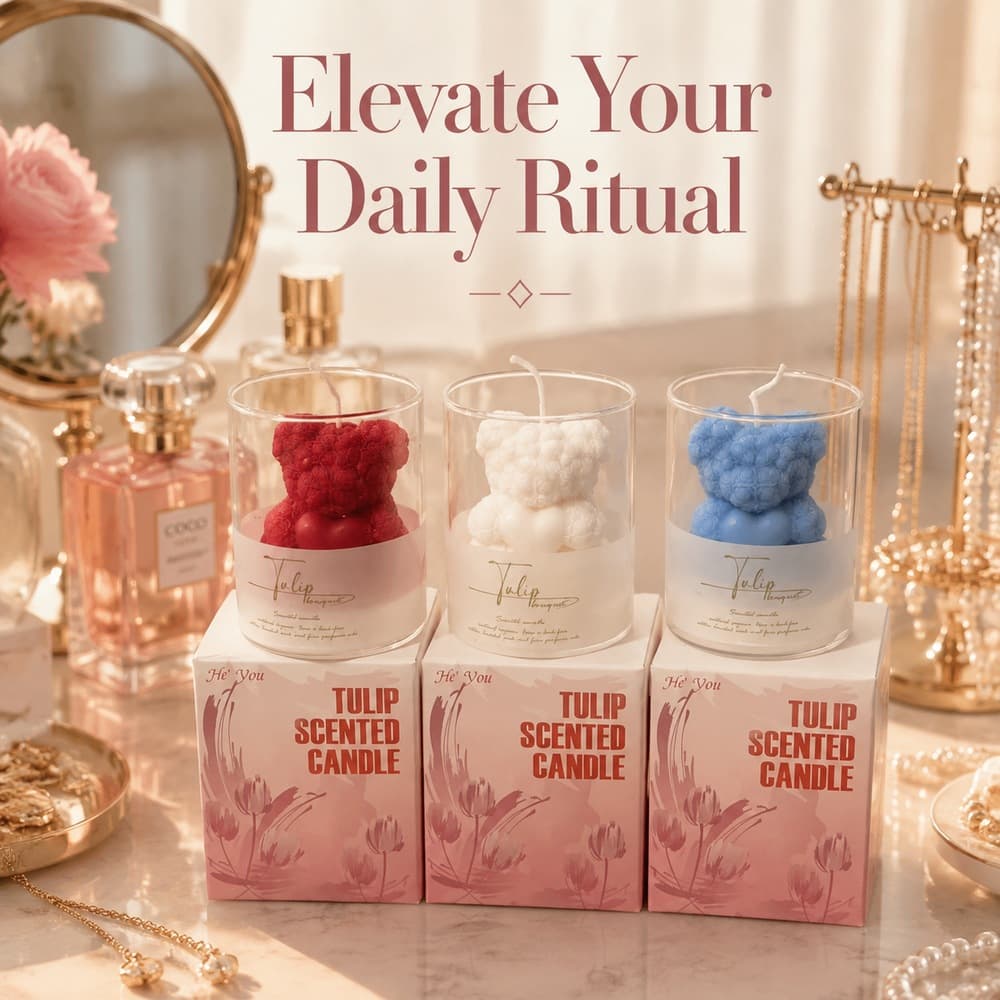 Cross-border Valentine's Day Bear Aromatherapy Cup Candle Heart-Shaped Creative Candle Gift Ornament Factory Wholesale