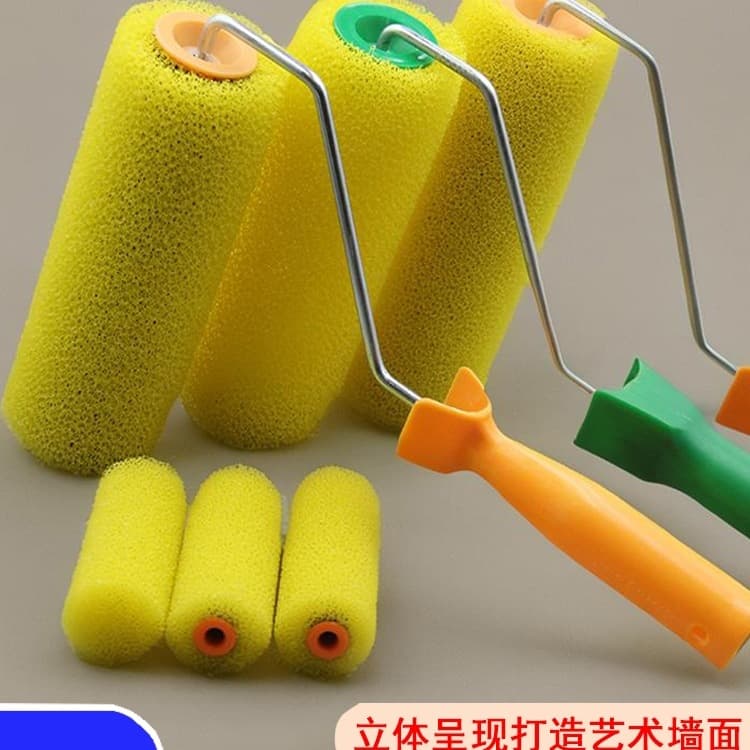8-Inch Stipple Roller Large Medium Small Pattern Coating Imported Sponge Roller Brush Interior Exterior Wall Stone-Like Paint Texture Paint Tool