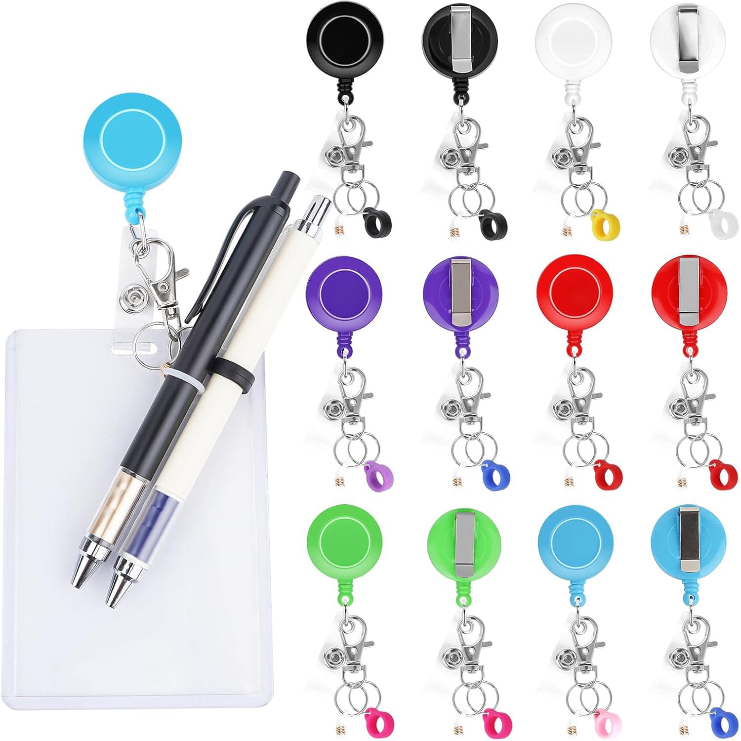 Amazon cross-border hot sale retractable pull-tab buckle badge scroll silicone clip strap lobster clasp pen sleeve keychain