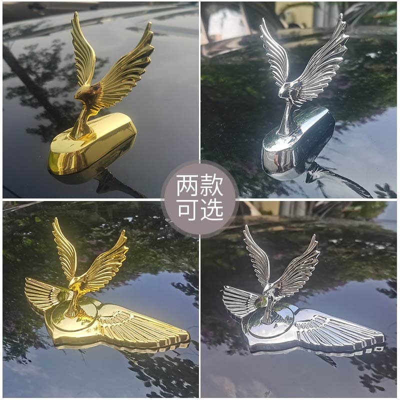 3D Metal Car Emblem Eagle Wing Hood Ornament Personalized Front Grille Decal Sticker