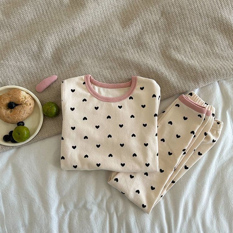 Children's autumn and winter thermal underwear set, boys' and girls' cartoon loungewear, baby's seamless pajamas