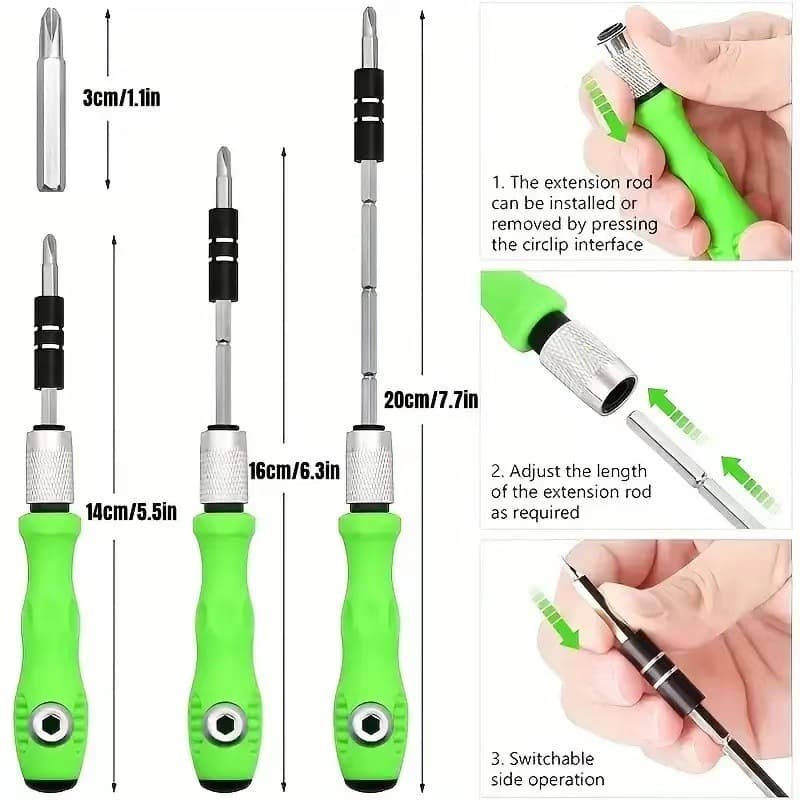 32-in-1 Multifunctional Screwdriver Set, Cross and Flathead, Retractable, Disassemblable Phone Repair Tool