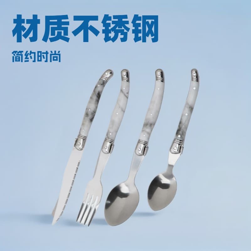 Plate Steak Knife and Fork Marble Pattern Dining Knife Western Restaurant Steak Knife
