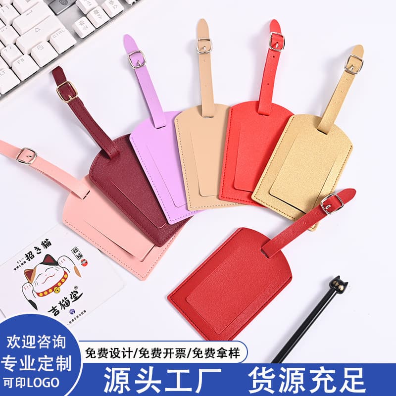 PU Leather Luggage Tag Custom Travel Suitcase Information ID Tag Checked Baggage Boarding Luggage Tag Anti-Loss Travel Hang Tag