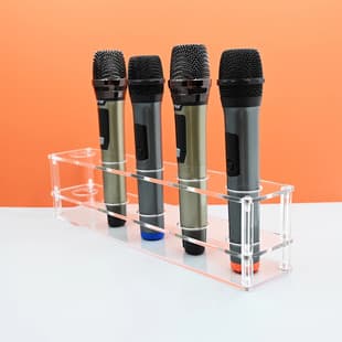 Acrylic KTV Multi-hole Microphone Stand Acrylic Mic Stand Premium Multifunctional Display Rack Microphone Holder Crystal