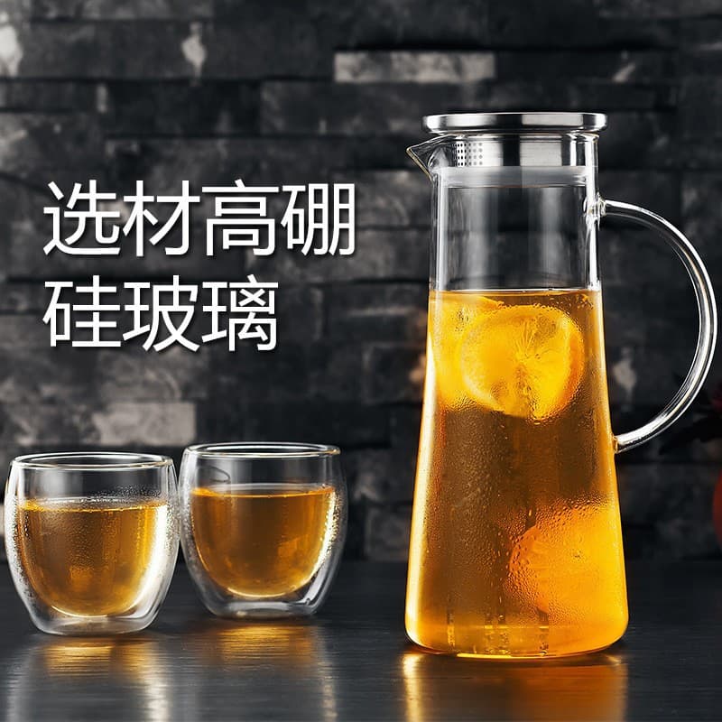 Transparent juice pot, thickened large-capacity cold kettle, kettle, open flame, high borosilicate glass tea kettle, cold kettle
