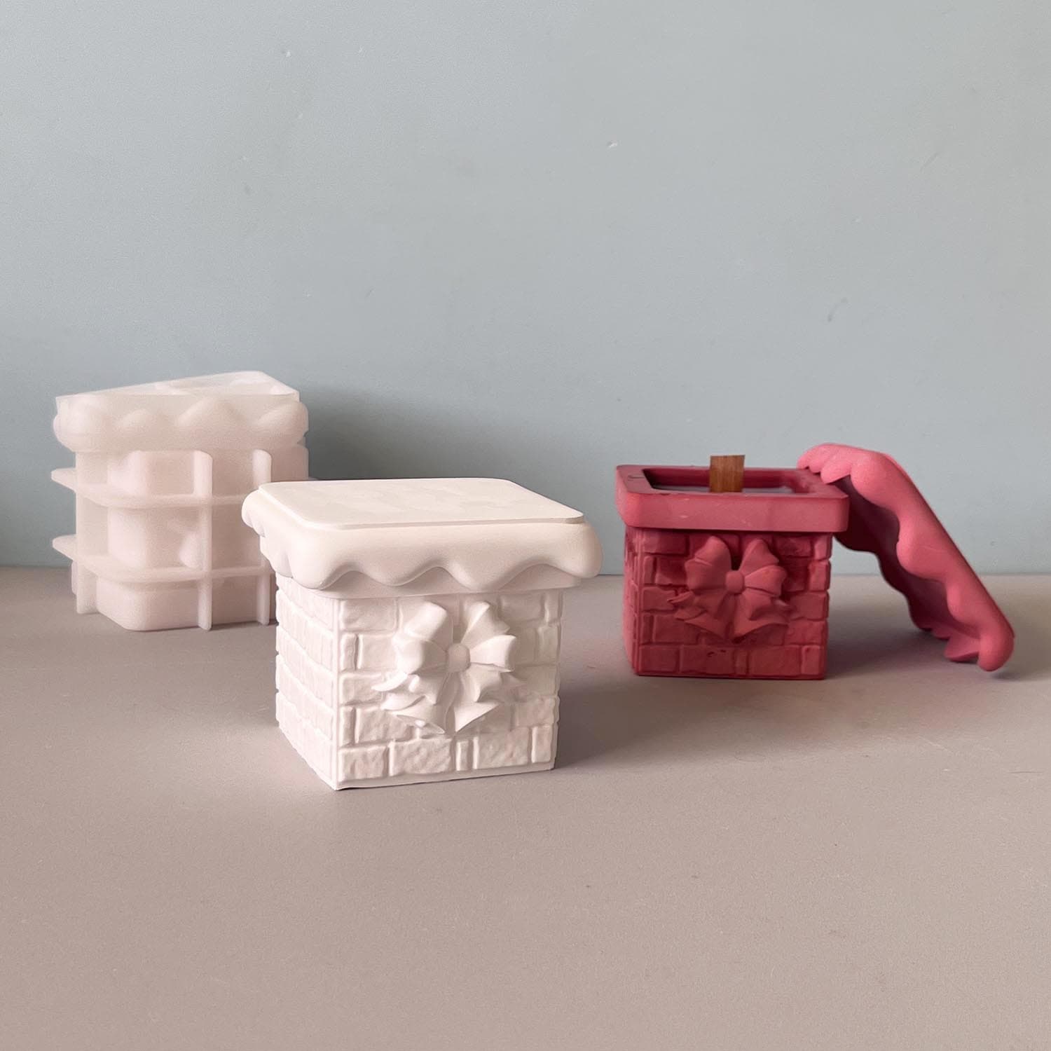 Christmas Gift Box Silicone Mold with Lid Gift Box Candle Cup Storage Box Plaster Epoxy Resin Mold