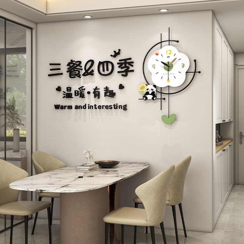 Restaurant Cream-Style Wall Clock and Painting, Living Room High-End Decorative Painting, Clock, Modern Minimalist Background Wall, Light Luxury Clock