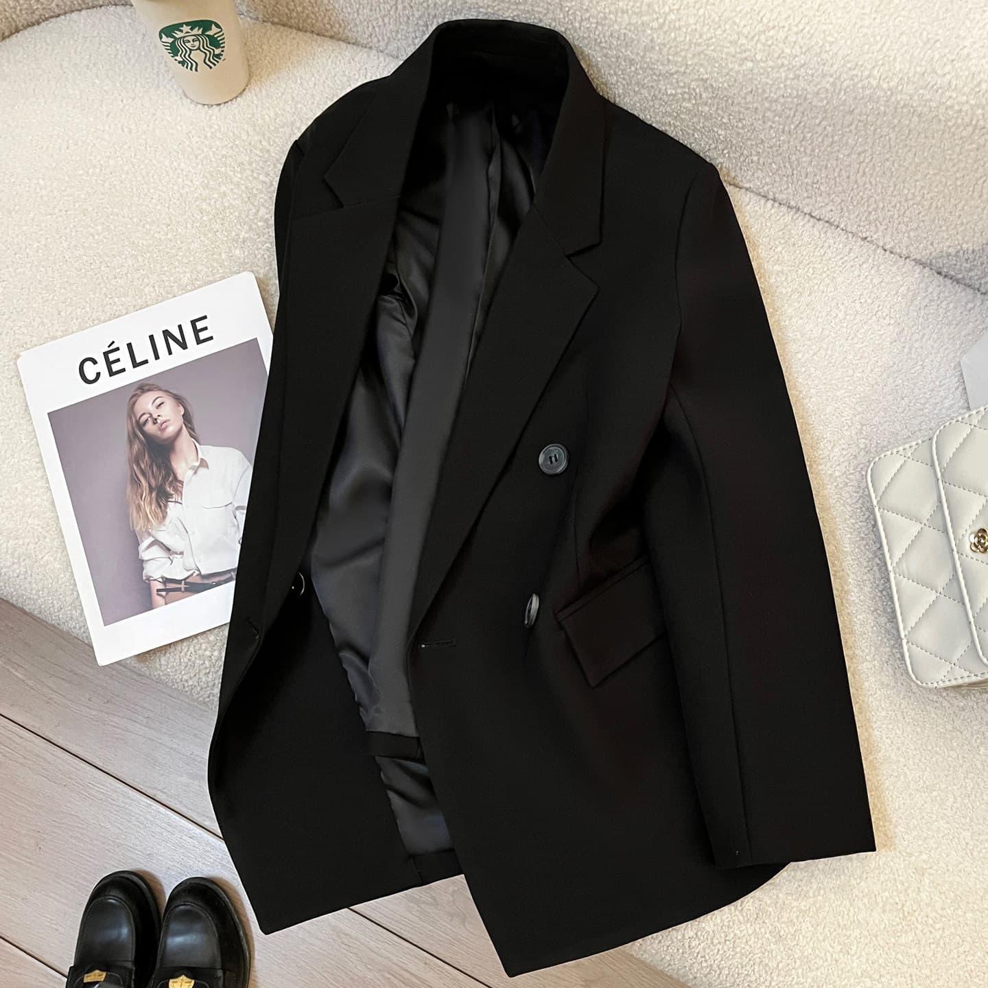 Black Casual Blazer for Women, 2026 Spring New Korean Style, High-End Street Fashion, Trendy and Stylish Suit