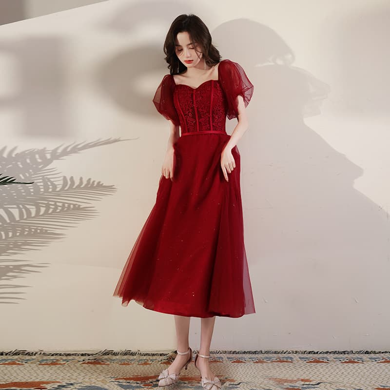 Bride Toast Dress for Pregnant Women 2026 New Wine Red High-End Evening Gown Plus Size Engagement Summer Petite