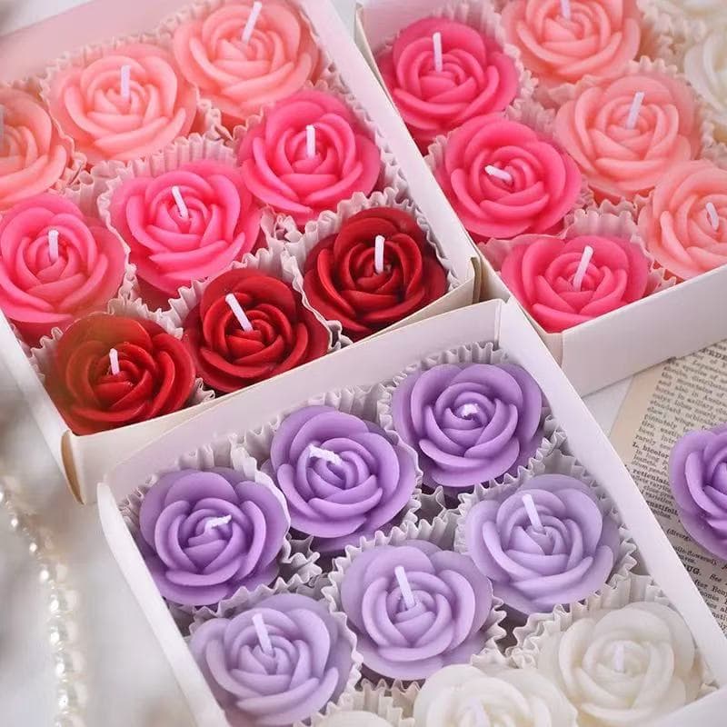 Cross-border Valentine's Day Qixi Handmade Rose Scented Candle Wedding Banquet Ambiance Floating Mini Candle