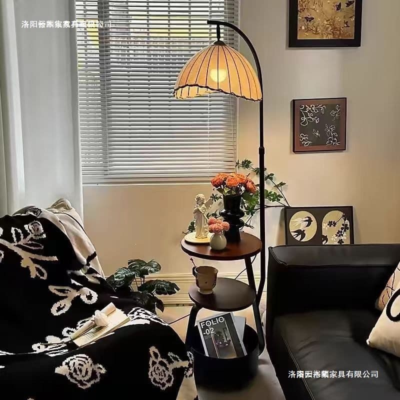 Floor lamp, antique style bedroom, bedside table, integrated grapefruit lamp, living room, sofa, ambient coffee table, fishing lamp