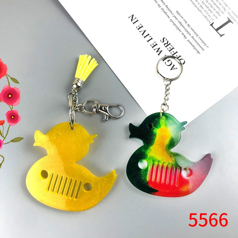 Duck Keychain Silicone Mold DIY Duck Keychain Phone Charm Decorative Mirror Epoxy Resin Mold