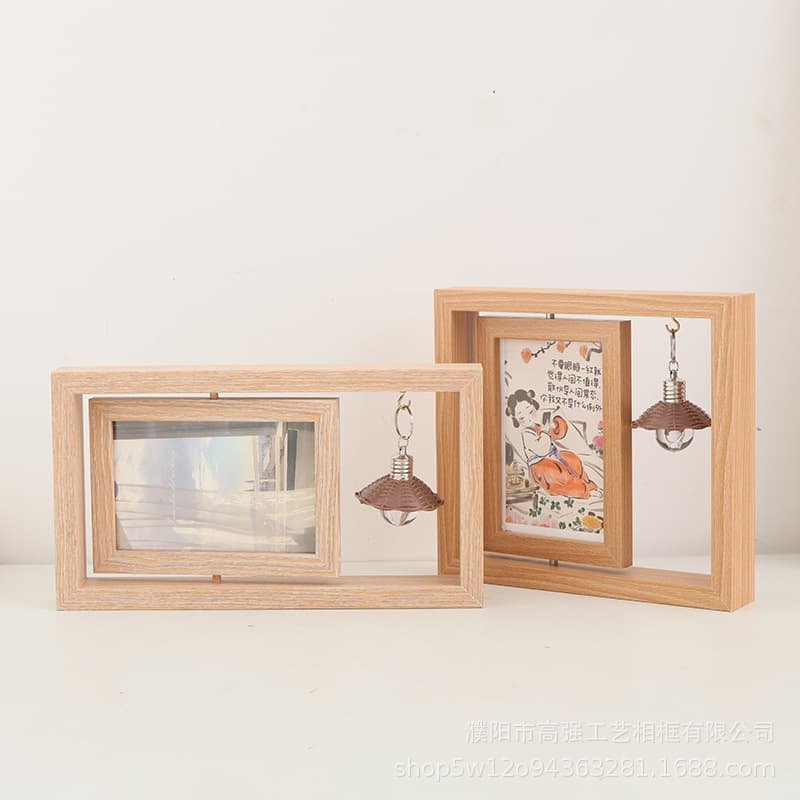 Creative Wooden Memorial Photo Frame Rotating Pet Memorial Frame Wooden Double-Sided Photo Frame Tabletop Decorative Frame