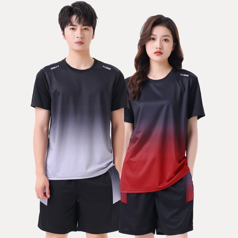 Customized casual sports suits for men and women, summer badminton clothes, quick-drying clothes, short-sleeved shorts, running fitness training clothes