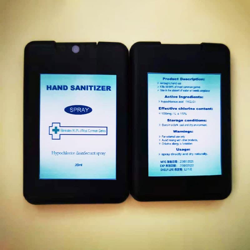 Waterless hand sanitizer hypochlorous acid spray 20ml portable card spray liquid, 10ml/25ml options
