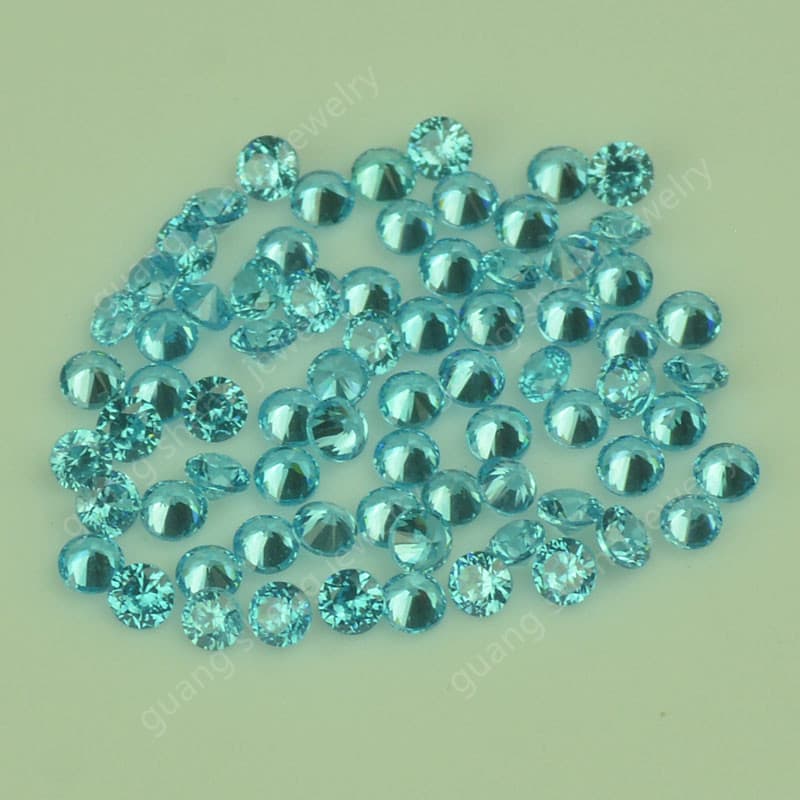In Stock 0.8mm-15mm Small Round Light Sea Blue Zirconia Setting Accessories Pale Blue Synthetic Zirconia Loose Stones