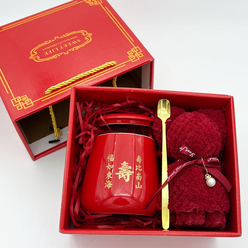 New Birthday Towel Gift Box Set for 60, 70, 80, 90 Year Olds, Longevity Celebration Return Gift Souvenir