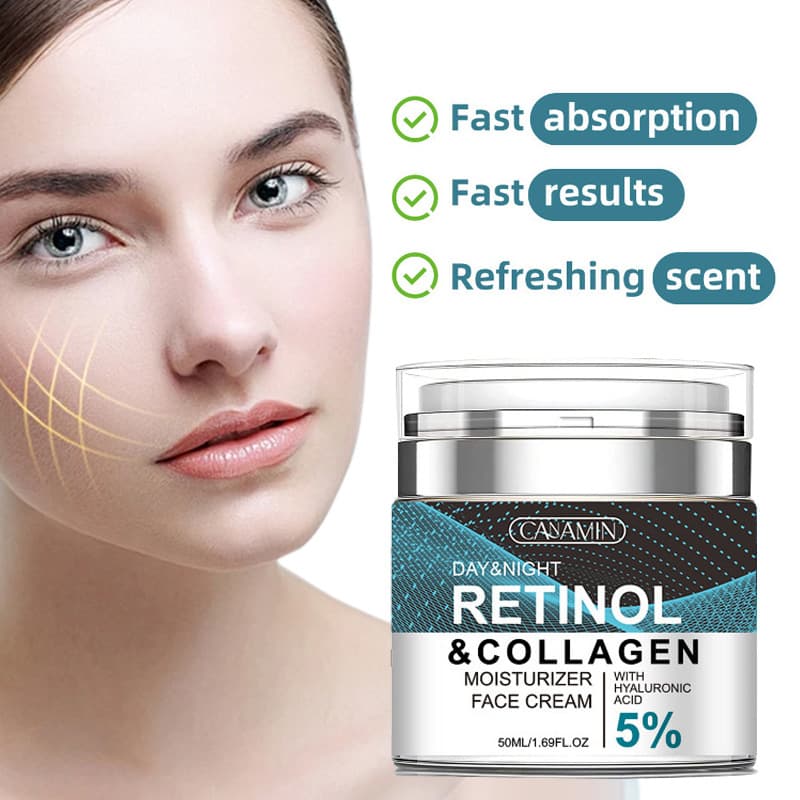Cross-border Export English Packaging Collagen Retinol Face Cream Bestseller Pump Bottle 50ml Anti-Wrinkle