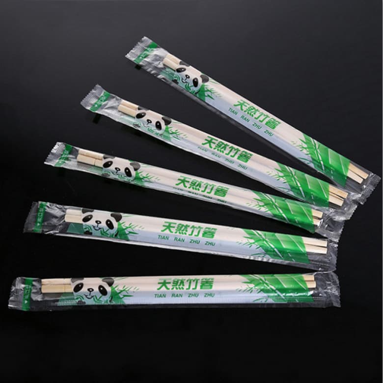 Disposable Bamboo Chopsticks 5.5*20 Round Chopsticks with Toothpicks, OPP Bag Packed Panda Chopsticks
