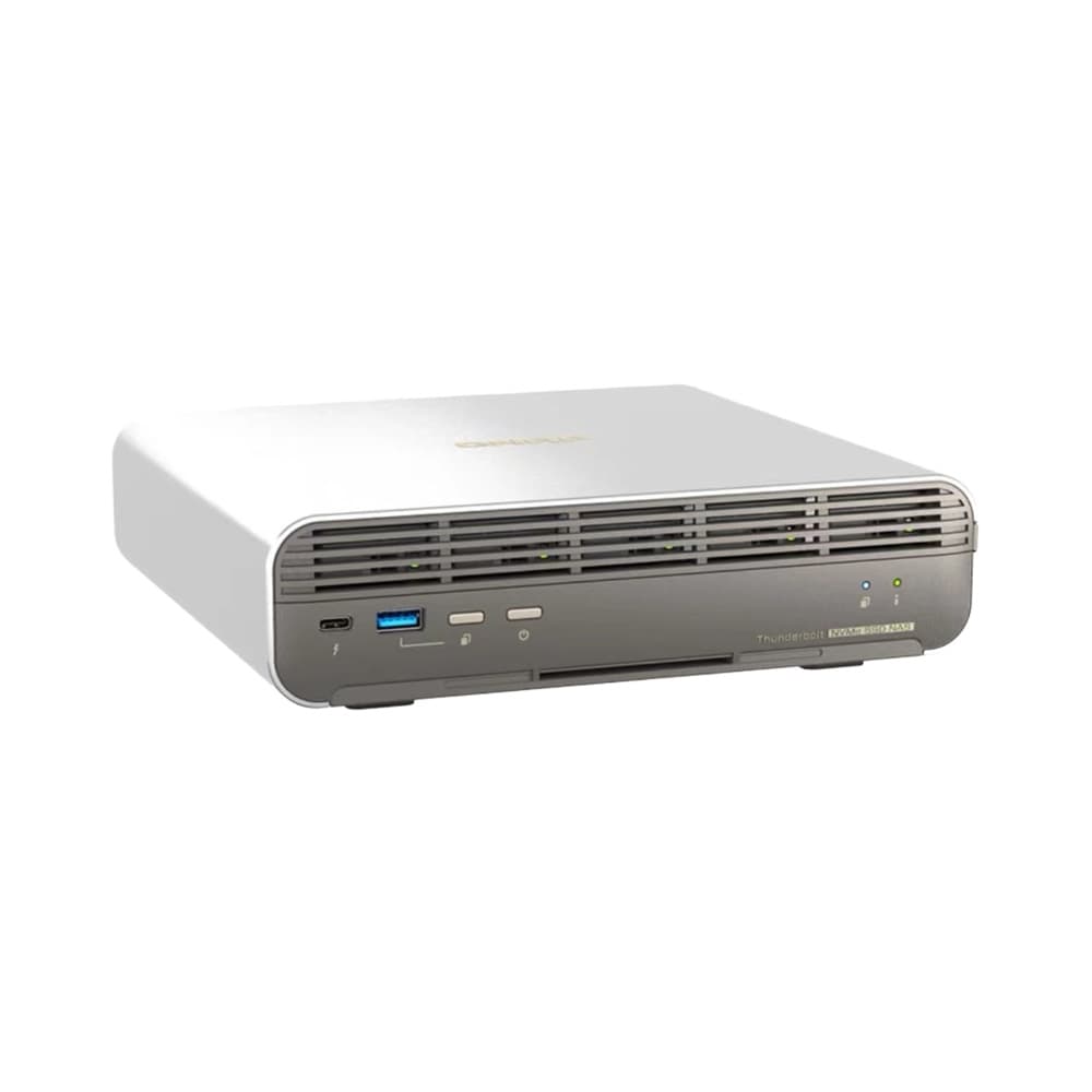 QNAP TBS-h574TX 10GB Switch with Virtualized WiFi Connectivity and Cloud NAS Network Storage, featuring USB port.