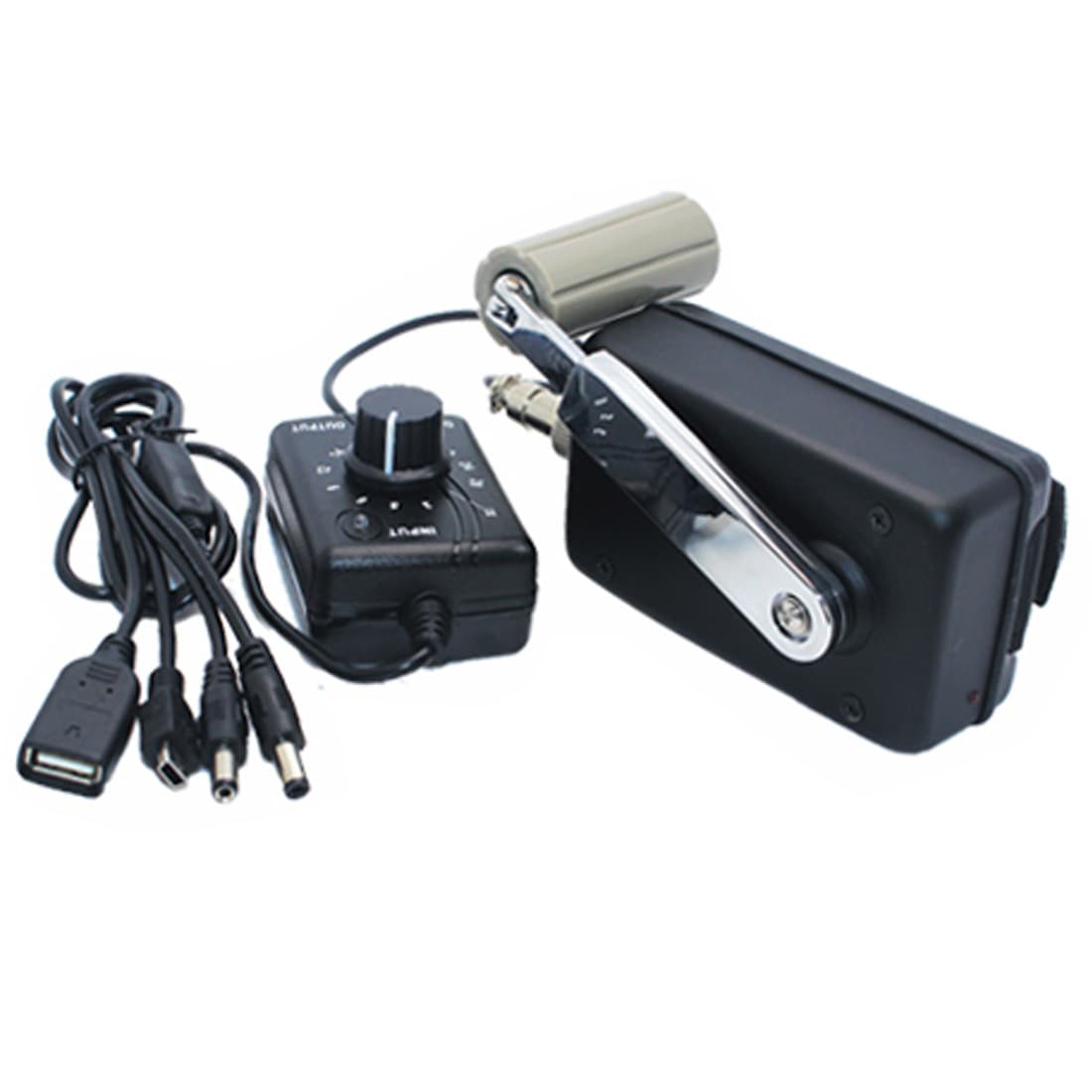 High-Power Hand-Crank Generator for Outdoor Mobile Phone and Computer Charging 30W / 0-28V with USB Plug