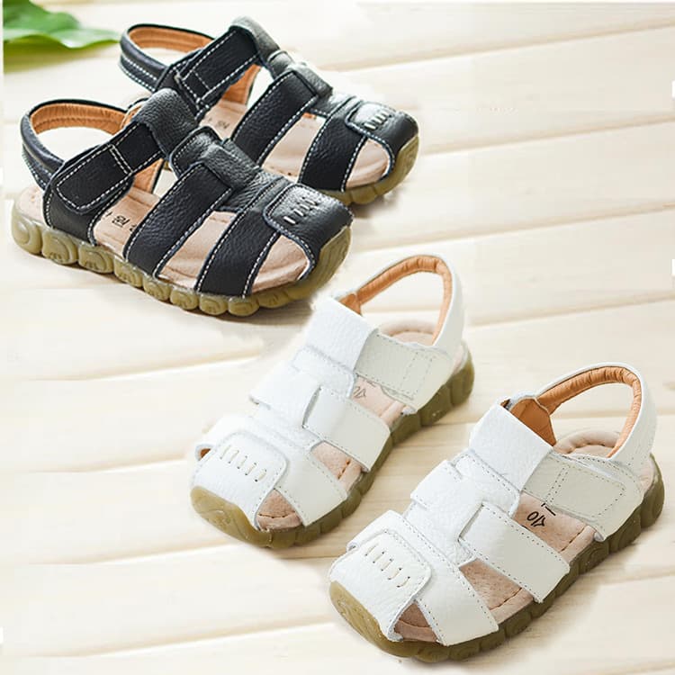 Boys Genuine Leather Sandals, Children's Anti-Slip Toe Protection Baby Walking Shoes, Girls Beach Sandals, Factory Direct Cross-Border
