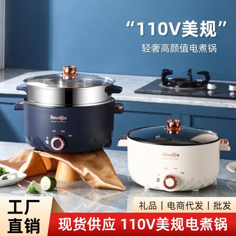 110V American and Japanese electric hot pot, small electric pot, large-capacity electric cooking pot, integrated pot, small household appliances, multi-function electric hot pot