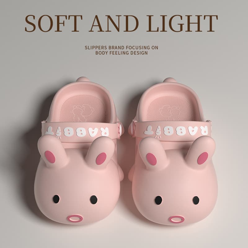 Cartoon Cute Bunny Slippers for Women, Summer Outdoor Wear, 2025 New Trendy Student Dorm Anti-Slip Hole Shoes for Women