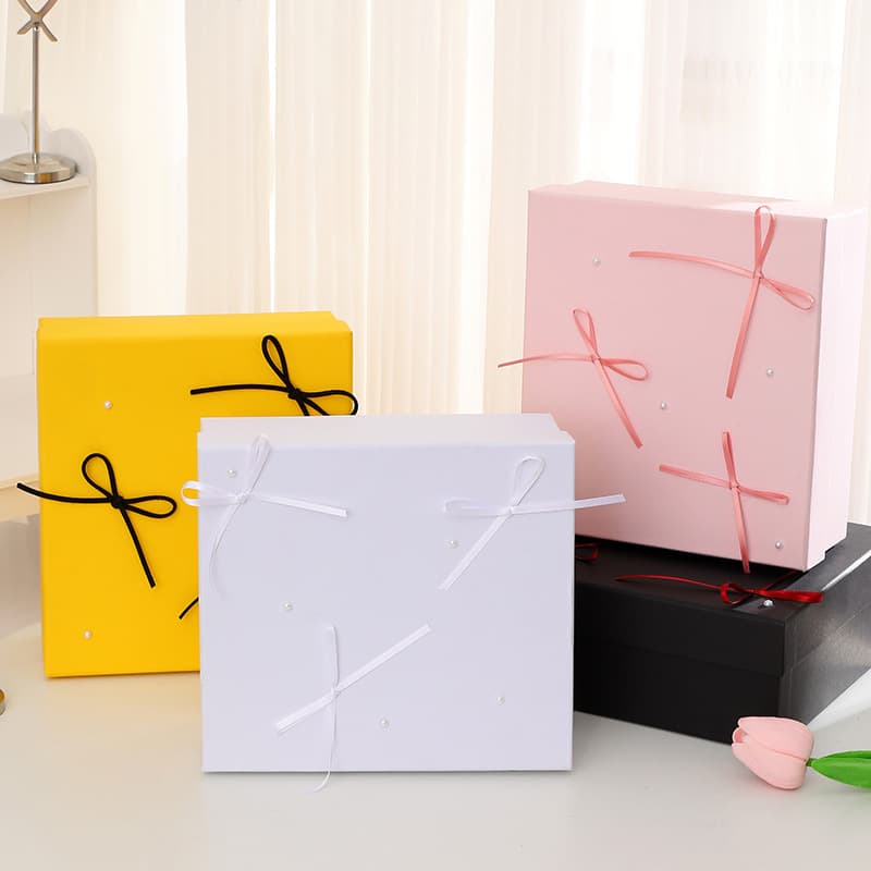 New style bow-knot heaven and earth cover square birthday gift box for besties as souvenirs gift packaging box holiday gift box