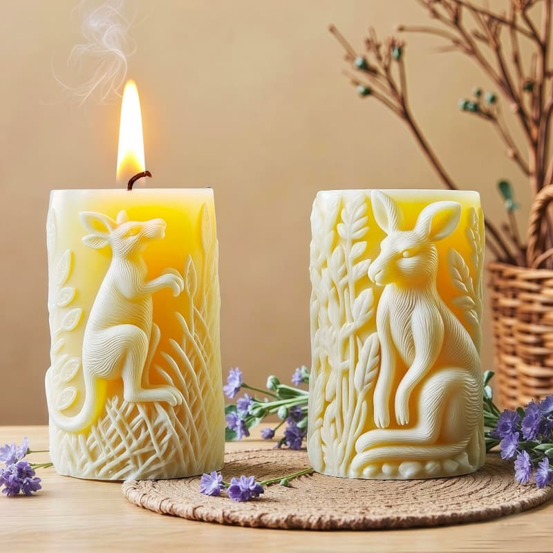 Jiating Kangaroo Grass Rattan Scented Candle Silicone Mold DIY Forest-Style Ornament 3D Animal Relief Candle Mould