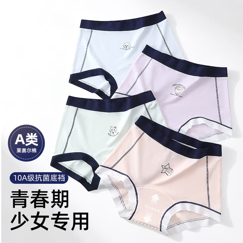 [Individually Packaged] Girls' Underwear 10A Antibacterial Pure Cotton Gusset, Pre-Teen Development, No Wedgie Design for Girls