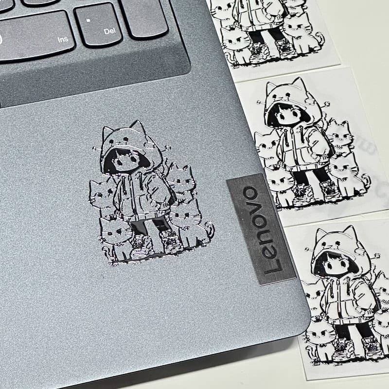 Creative kitten girl 3d three-dimensional metal sticker cartoon cute ins style notebook mobile phone waterproof decorative sticker