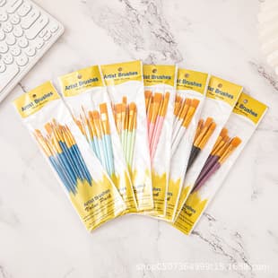 10-Piece Oil Paint Brush Set Plastic Nylon Paintbrushes Watercolor Acrylic Paint Brushes Kids Painting Detail Liner Brushes Wholesale